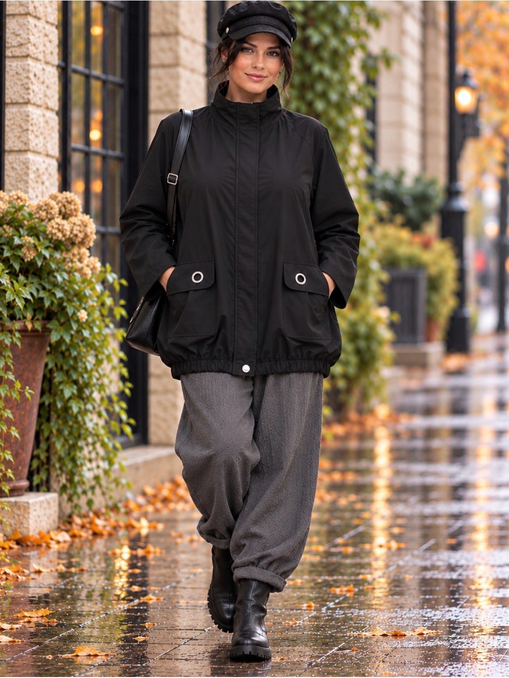 Braetan VINTAGE Black Anorak All Weather Coat w Hidden Snap Front Closure - 2X